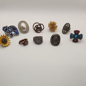 Silver, Gold, Blue, and Brown Ring Bundle